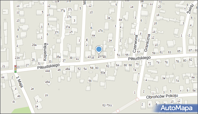 Zgierz, Piłsudskiego Józefa, marsz., 47, mapa Zgierz