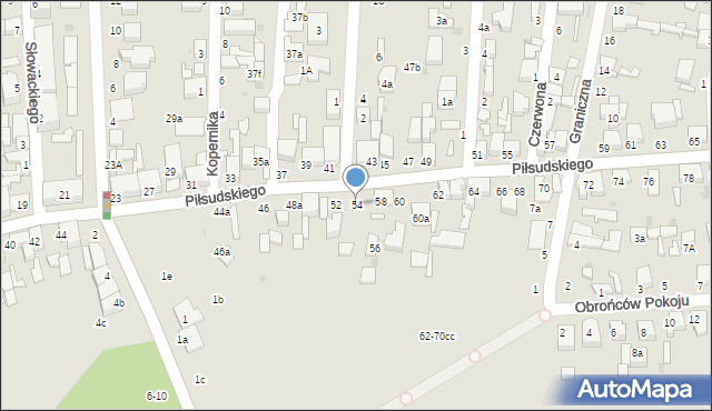 Zgierz, Piłsudskiego Józefa, marsz., 54, mapa Zgierz