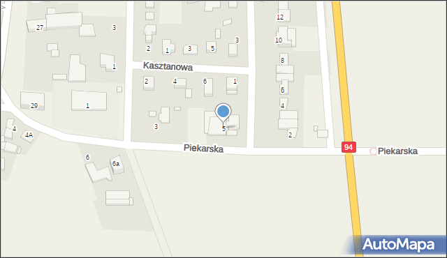 Zielęcice, Piekarska, 5, mapa Zielęcice