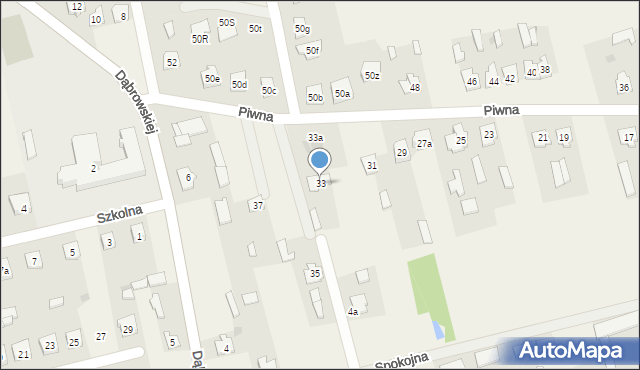 Zielona, Piwna, 33, mapa Zielona
