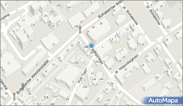 Zielona Góra, Pieniężnego, dr., 25, mapa Zielona Góra