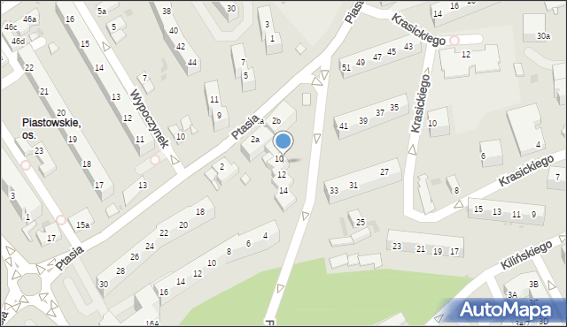 Zielona Góra, Piastowska, 10a, mapa Zielona Góra