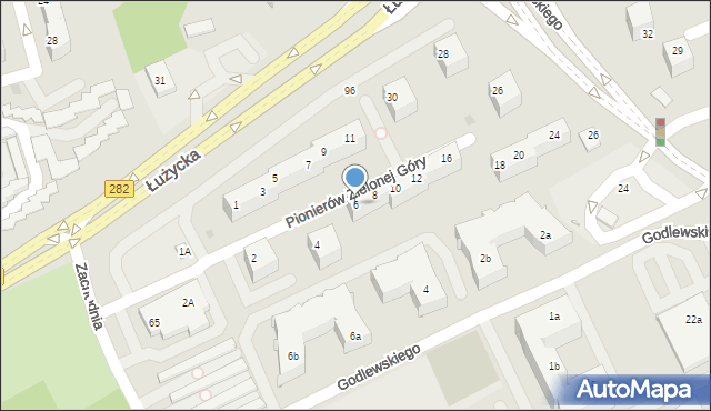 Zielona Góra, Pionierów Zielonej Góry, 6, mapa Zielona Góra