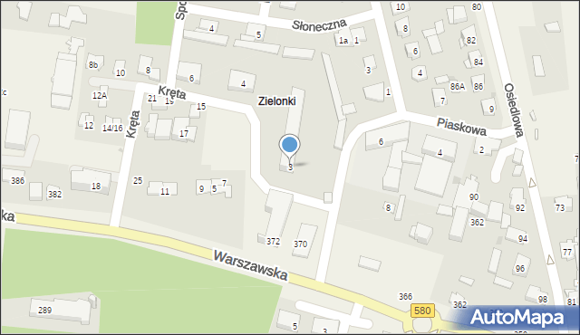 Zielonki-Parcela, Piaskowa, 3, mapa Zielonki-Parcela