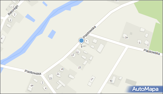 Zieluń, Piastowska, 9, mapa Zieluń