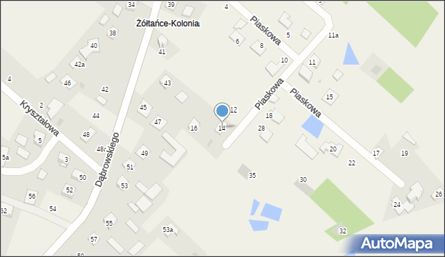 Żółtańce-Kolonia, Piaskowa, 14, mapa Żółtańce-Kolonia