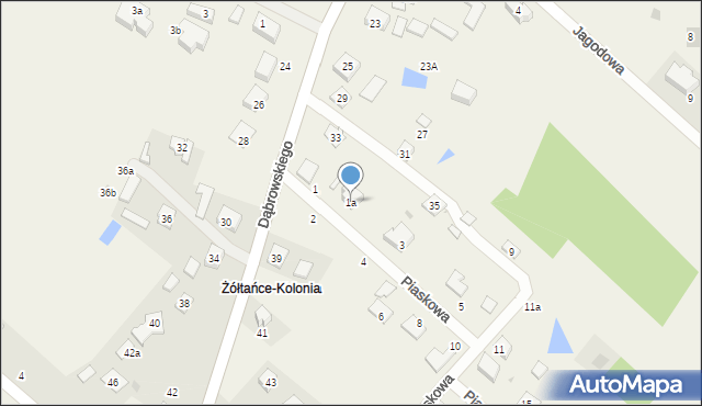 Żółtańce-Kolonia, Piaskowa, 1a, mapa Żółtańce-Kolonia