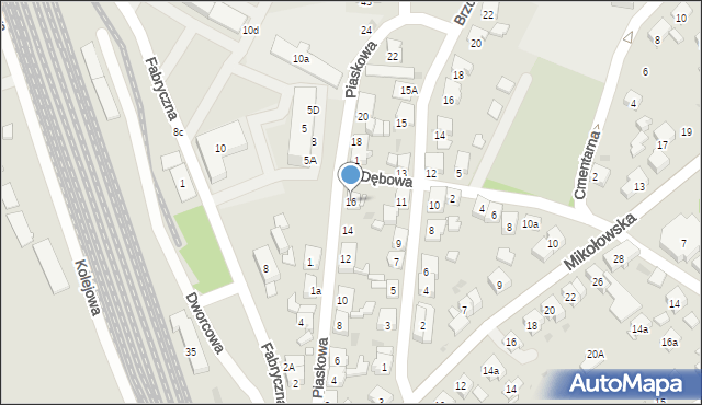 Żory, Piaskowa, 16, mapa Żor