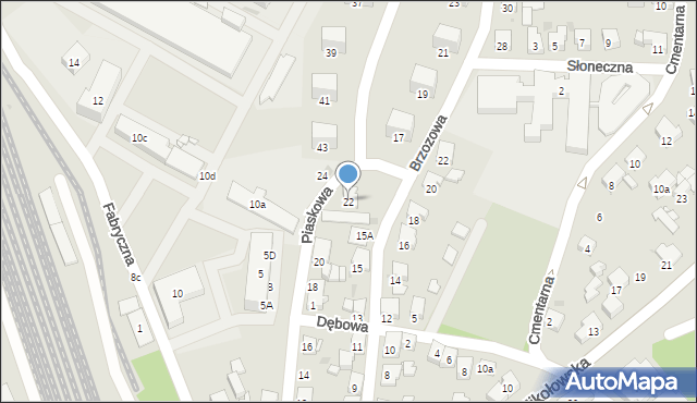 Żory, Piaskowa, 22, mapa Żor