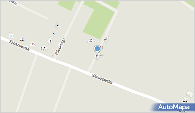 Żory, Pileckiego Witolda, rtm., 31, mapa Żor