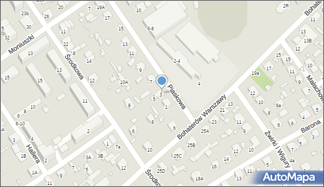 Żyrardów, Piaskowa, 3-5, mapa Żyrardów