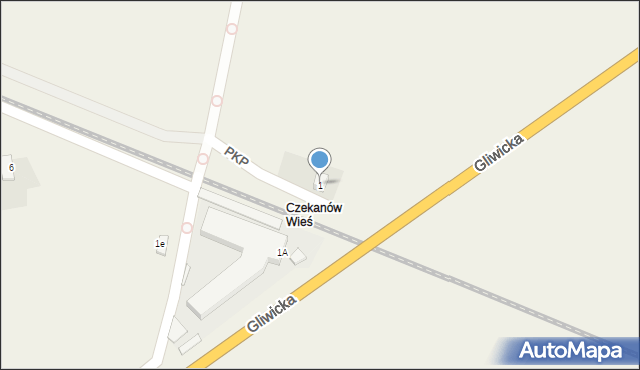 Czekanów, PKP, 1, mapa Czekanów