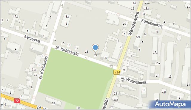 Aleksandrów Łódzki, Plac Kościuszki Tadeusza, gen., 19, mapa Aleksandrów Łódzki