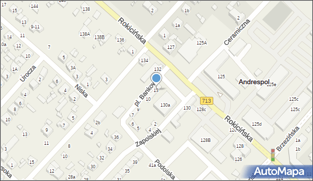 Andrespol, Plac Bankowy, 13, mapa Andrespol