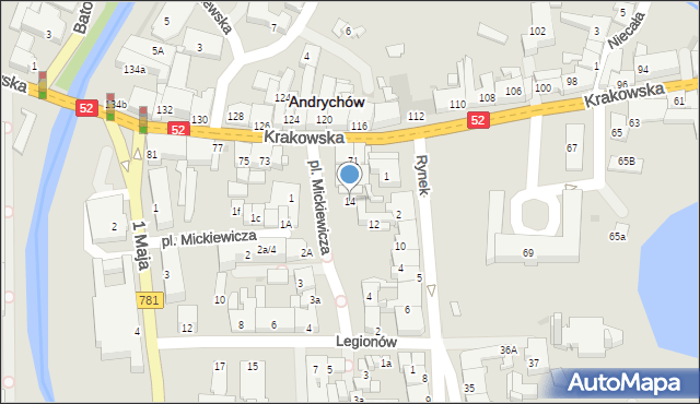 Andrychów, Plac Mickiewicza Adama, 14, mapa Andrychów