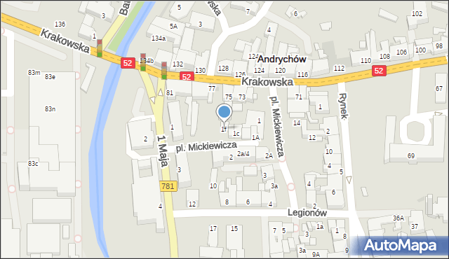 Andrychów, Plac Mickiewicza Adama, 1f, mapa Andrychów