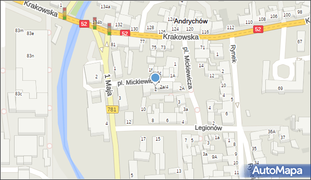 Andrychów, Plac Mickiewicza Adama, 2, mapa Andrychów