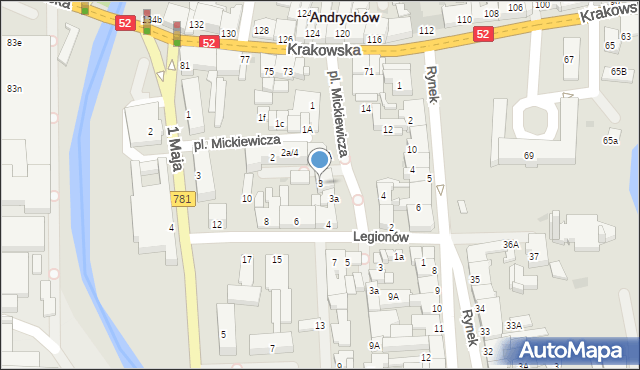 Andrychów, Plac Mickiewicza Adama, 3, mapa Andrychów