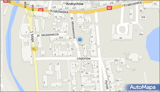 Andrychów, Plac Mickiewicza Adama, 7, mapa Andrychów