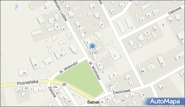 Babiak, Plac Wolności, 1, mapa Babiak