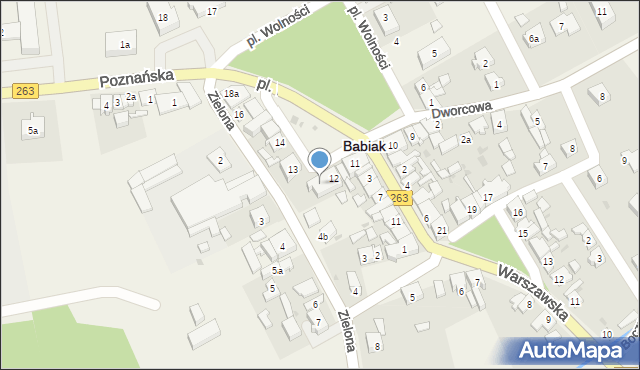 Babiak, Plac Wolności, 12a, mapa Babiak