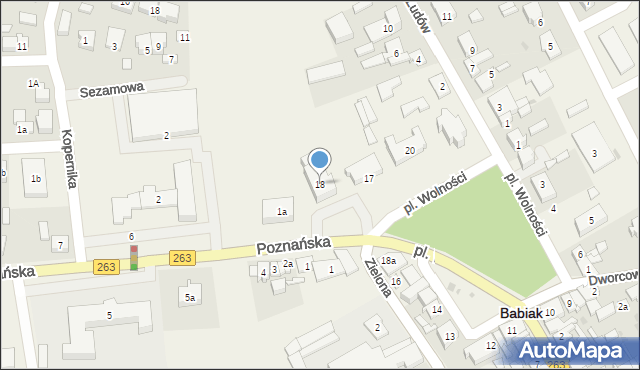 Babiak, Plac Wolności, 18, mapa Babiak