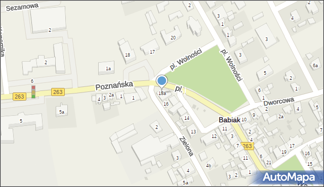 Babiak, Plac Wolności, 18a, mapa Babiak