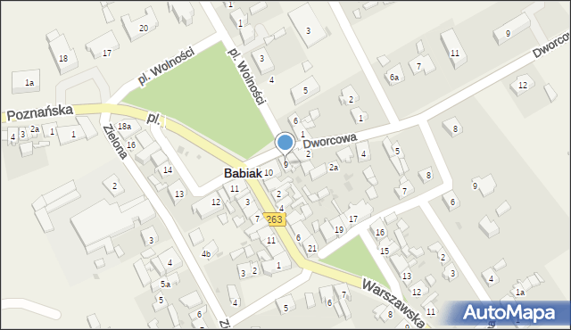 Babiak, Plac Wolności, 9, mapa Babiak