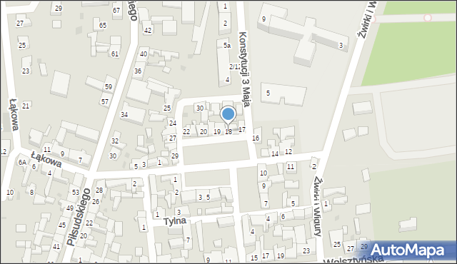 Babimost, Plac Kopernika Mikołaja, 18, mapa Babimost