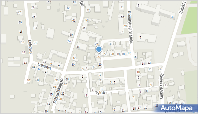 Babimost, Plac Kopernika Mikołaja, 27, mapa Babimost