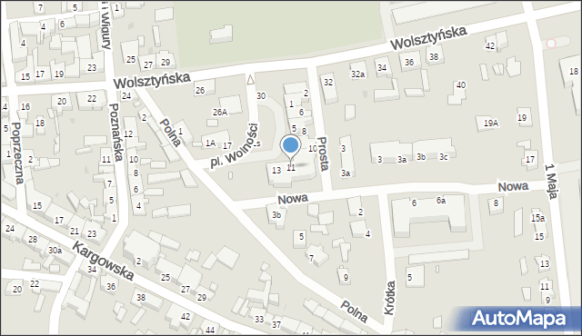 Babimost, Plac Wolności, 11, mapa Babimost