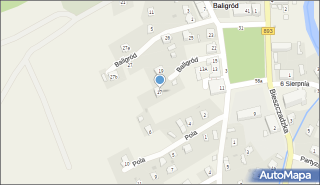 Baligród, Plac Wolności, 17, mapa Baligród