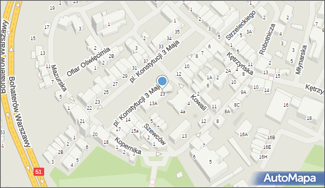 Bartoszyce, Plac Konstytucji 3 Maja, 13, mapa Bartoszyce