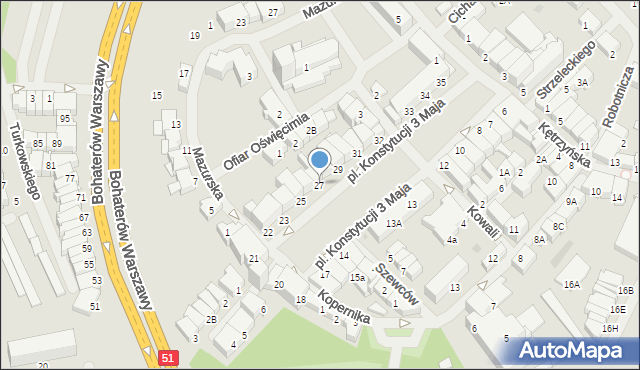 Bartoszyce, Plac Konstytucji 3 Maja, 27, mapa Bartoszyce