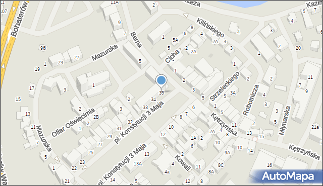 Bartoszyce, Plac Konstytucji 3 Maja, 35, mapa Bartoszyce