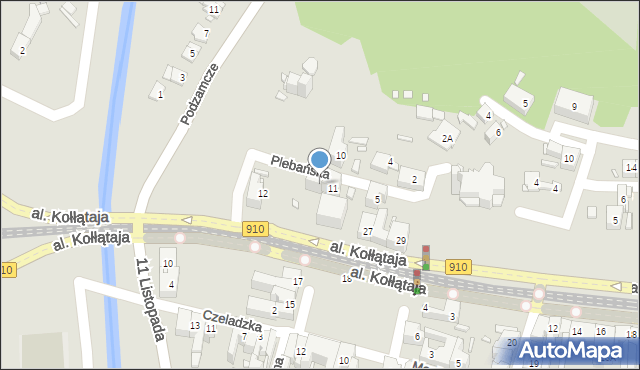 Będzin, Plebańska, 13, mapa Będzin