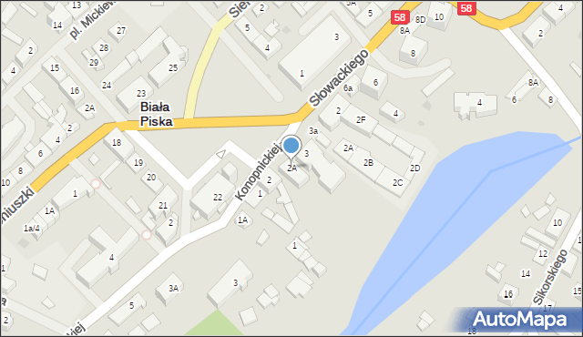 Biała Piska, Plac Mickiewicza Adama, 2A, mapa Biała Piska