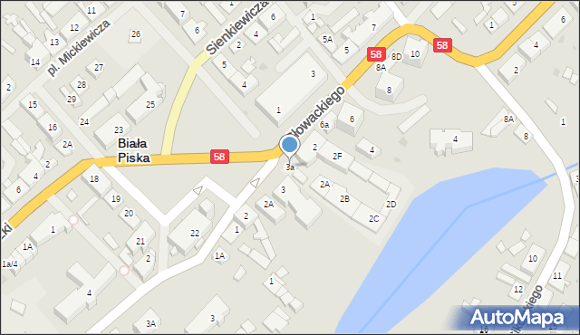 Biała Piska, Plac Mickiewicza Adama, 3a, mapa Biała Piska