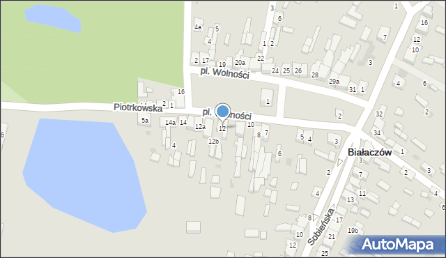 Białaczów, Plac Wolności, 12, mapa Białaczów