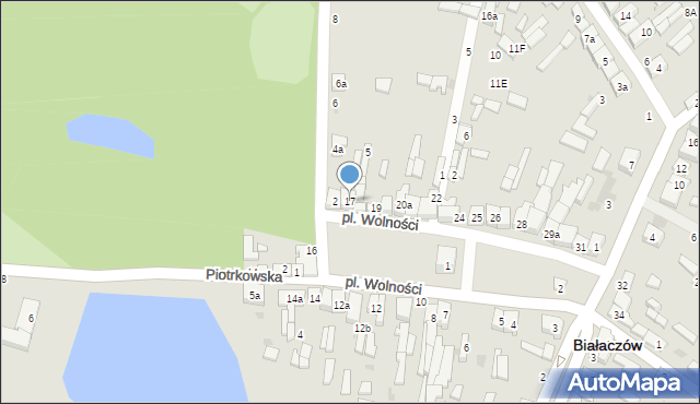Białaczów, Plac Wolności, 17, mapa Białaczów