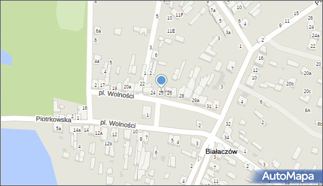 Białaczów, Plac Wolności, 25, mapa Białaczów