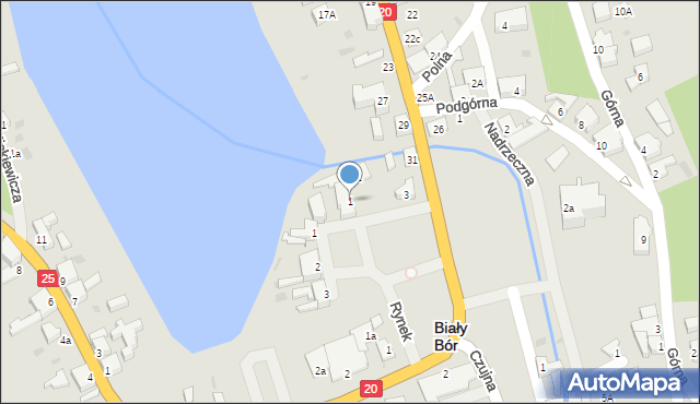 Biały Bór, Plac Strażacki, 1, mapa Biały Bór