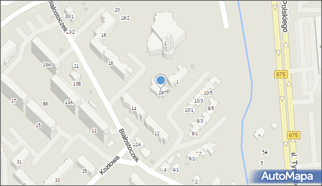 Białystok, Plac Sopoćki Michała, bł. ks., 1A, mapa Białegostoku