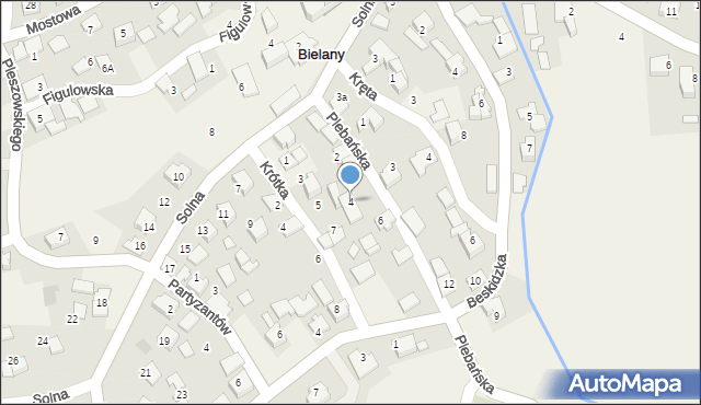 Bielany, Plebańska, 4, mapa Bielany