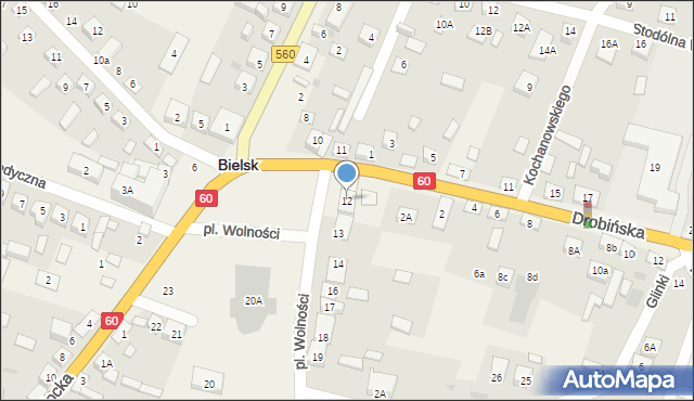 Bielsk, Plac Wolności, 12, mapa Bielsk