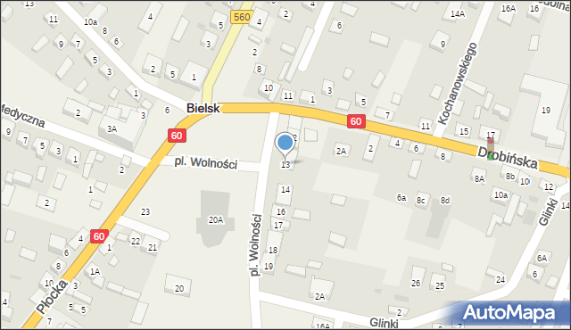 Bielsk, Plac Wolności, 13, mapa Bielsk
