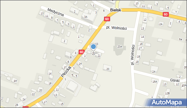 Bielsk, Plac Wolności, 22, mapa Bielsk