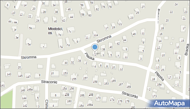 Bielsko-Biała, Płaska, 1, mapa Bielsko-Białej