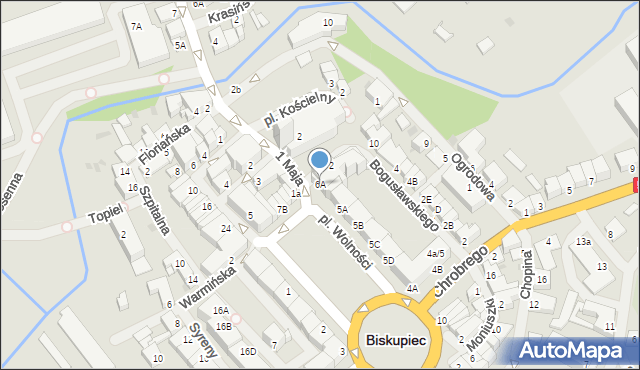 Biskupiec, Plac Wolności, 6A, mapa Biskupiec