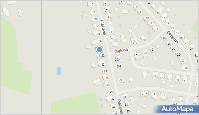 Biskupiec, Plażowa, 30a, mapa Biskupiec